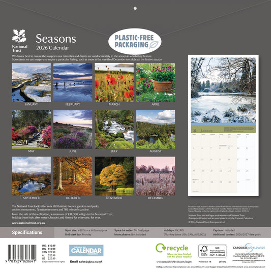 National Trust Seasons wall calendar 2026