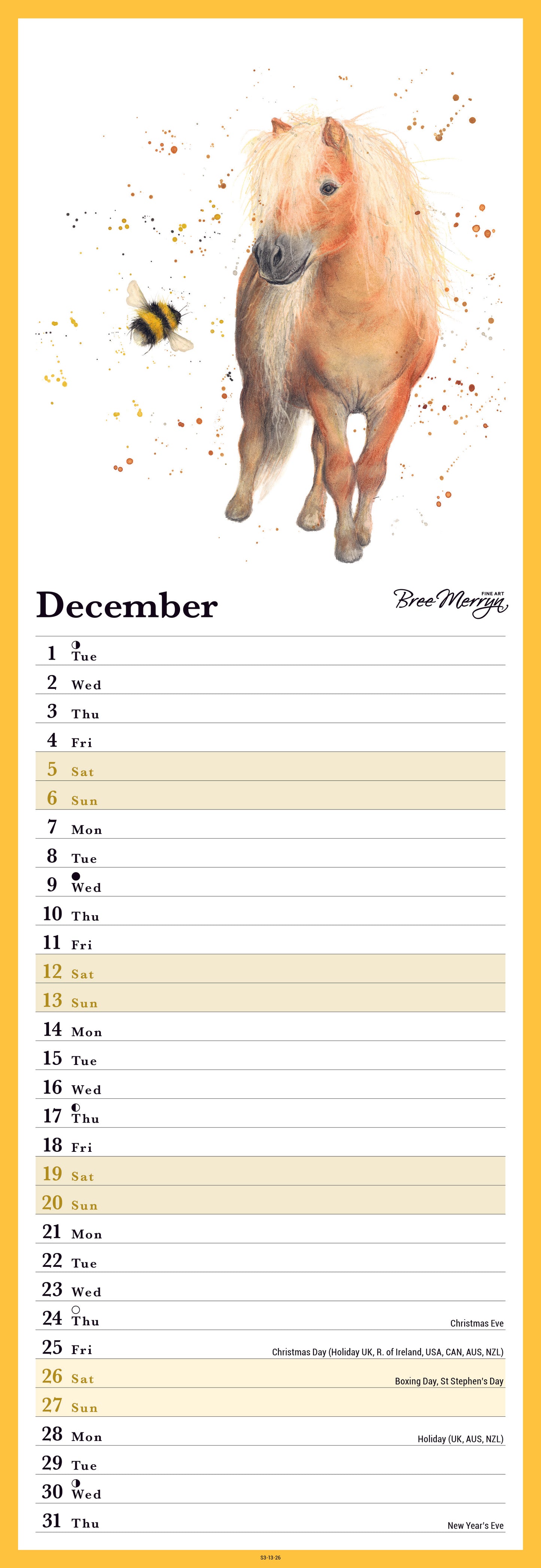 Bumble & Buddies slim calendar 2026