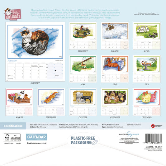 Alison's Animals wall calendar 2026