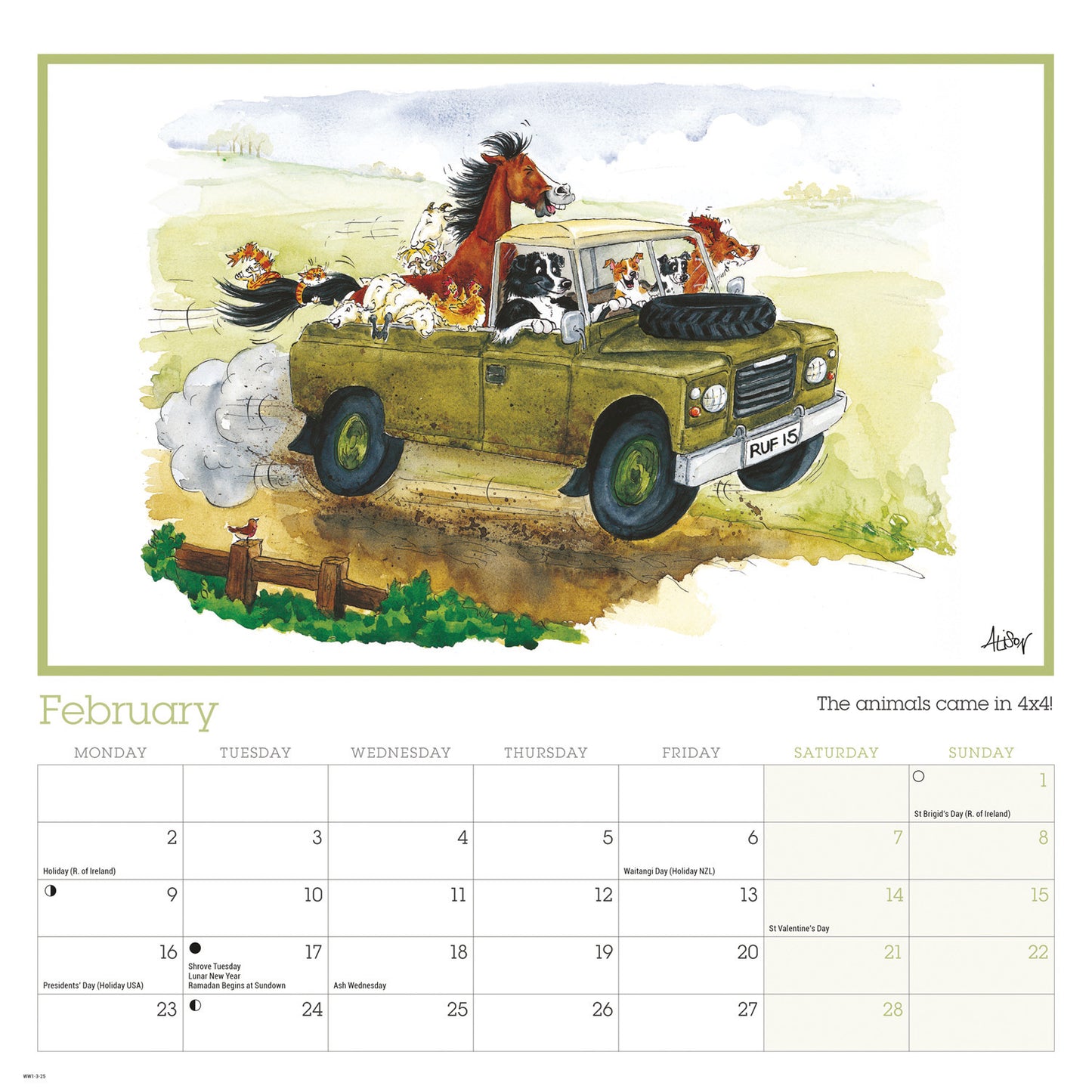 Alison's Animals wall calendar 2026