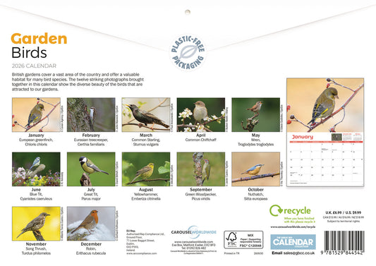 Garden Birds A4 calendar 2026