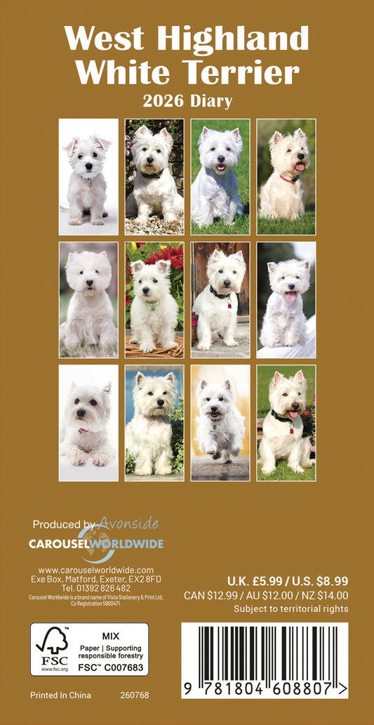 West Highland White Terrier Slim Diary 2026