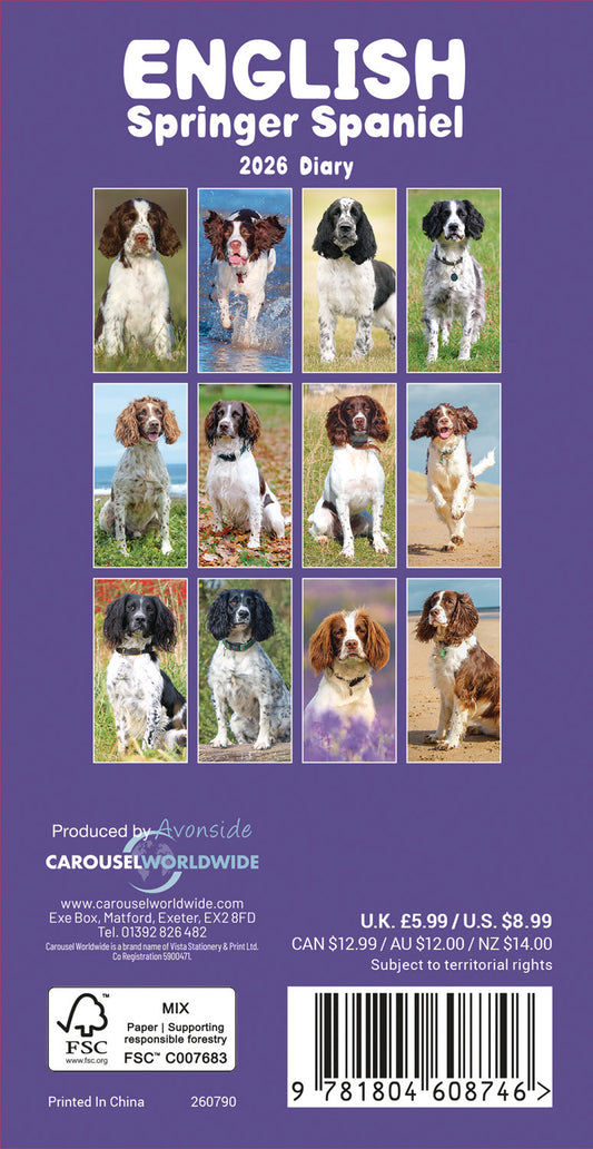 English Springer Spaniel Slim Diary 2026