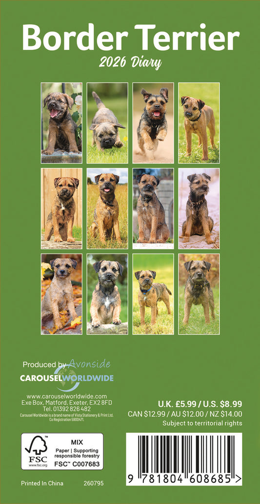 Border Terrier Slim Diary 2026