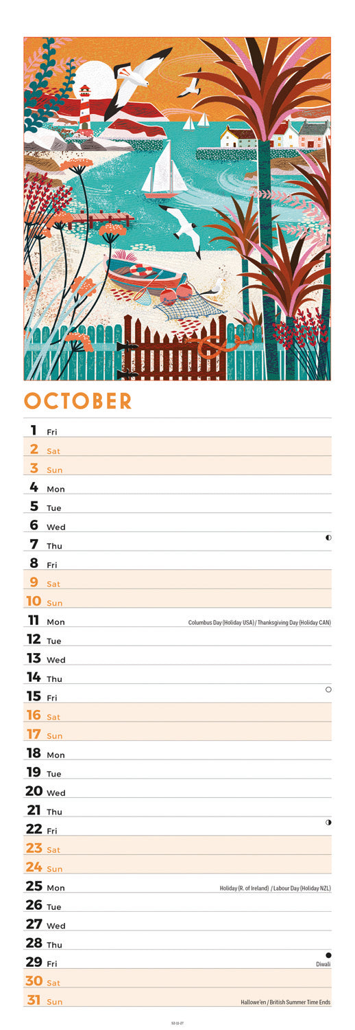 Seaside days slim calendar 2027