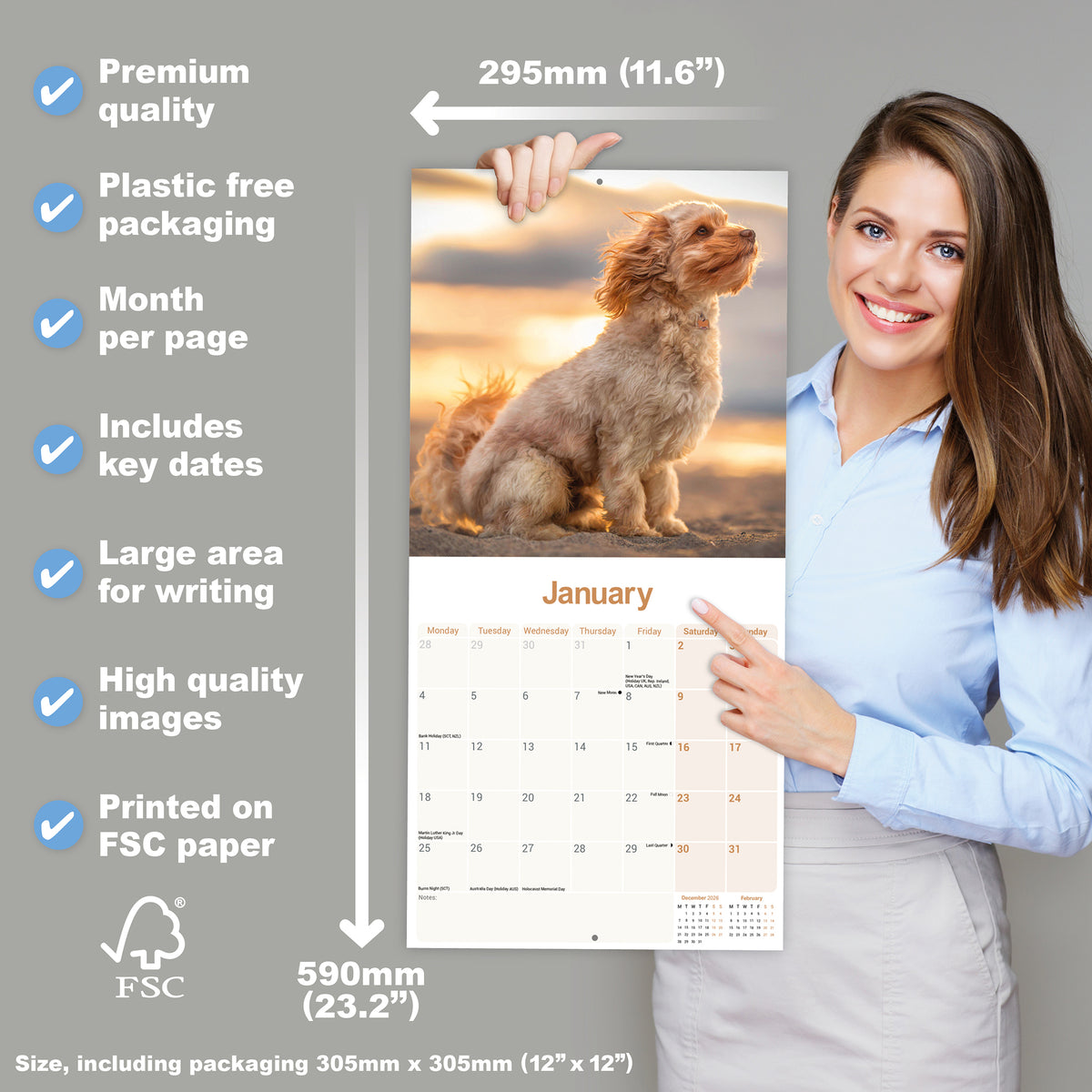 Cavapoo wall calendar 2027