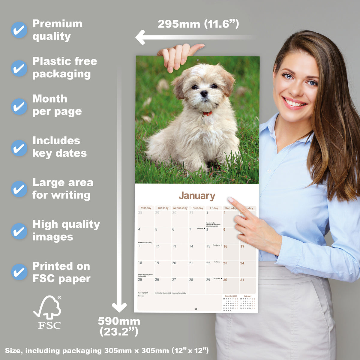 Lhasa Apso wall calendar 2027