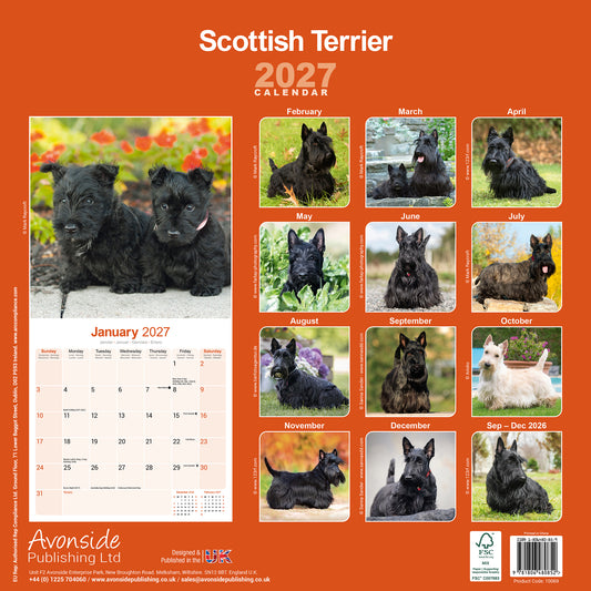 Scottish Terrier wall calendar 2027