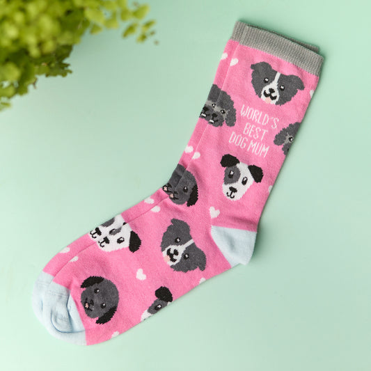 World's best dog mum socks - pink