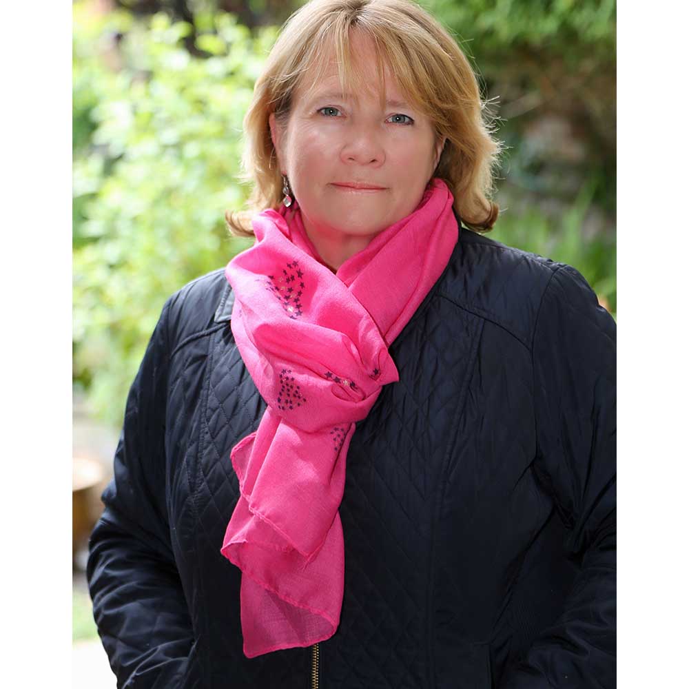 Pink sparkle heart scarf