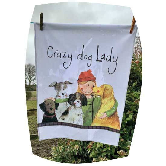 Crazy dog lady tea towel