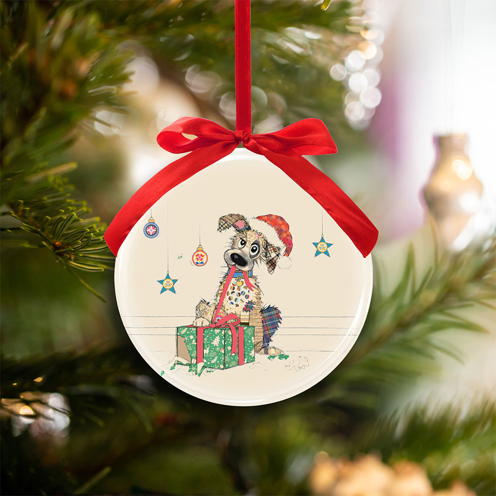 Christmas puppy bauble