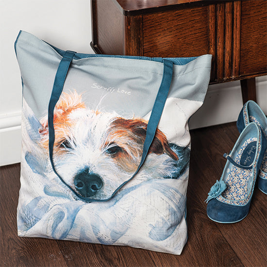 Scruffy love packable tote bag