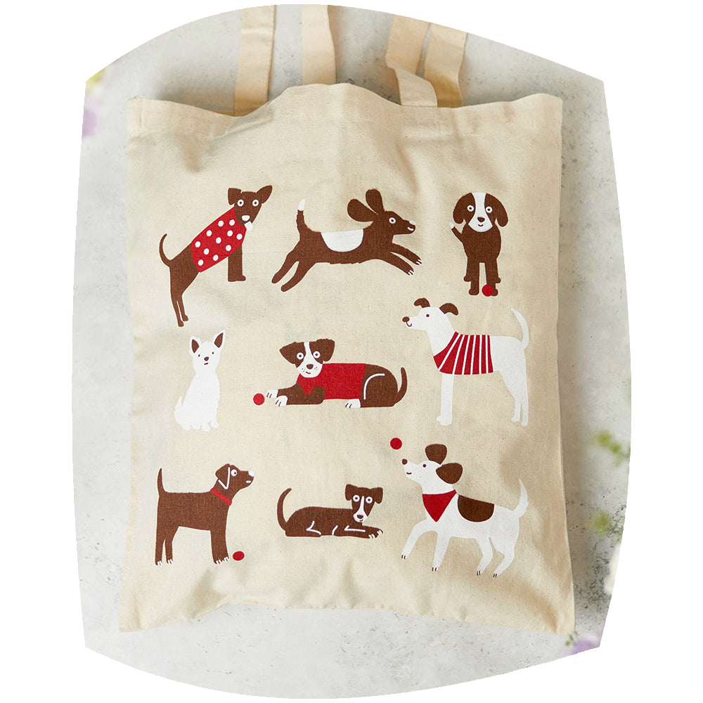 Playful dogs cotton bag