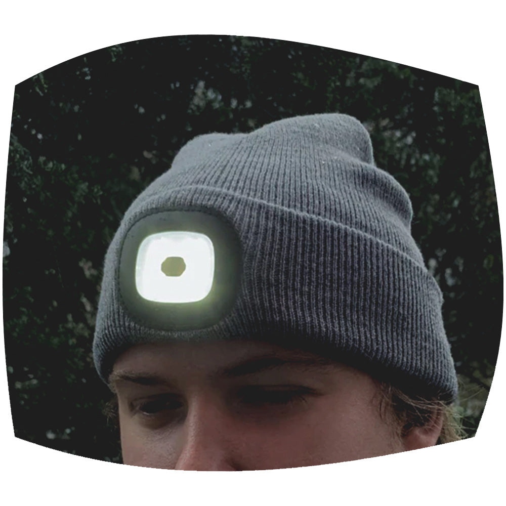 Light up beanie hat - grey