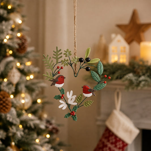 Christmas foliage heart decoration