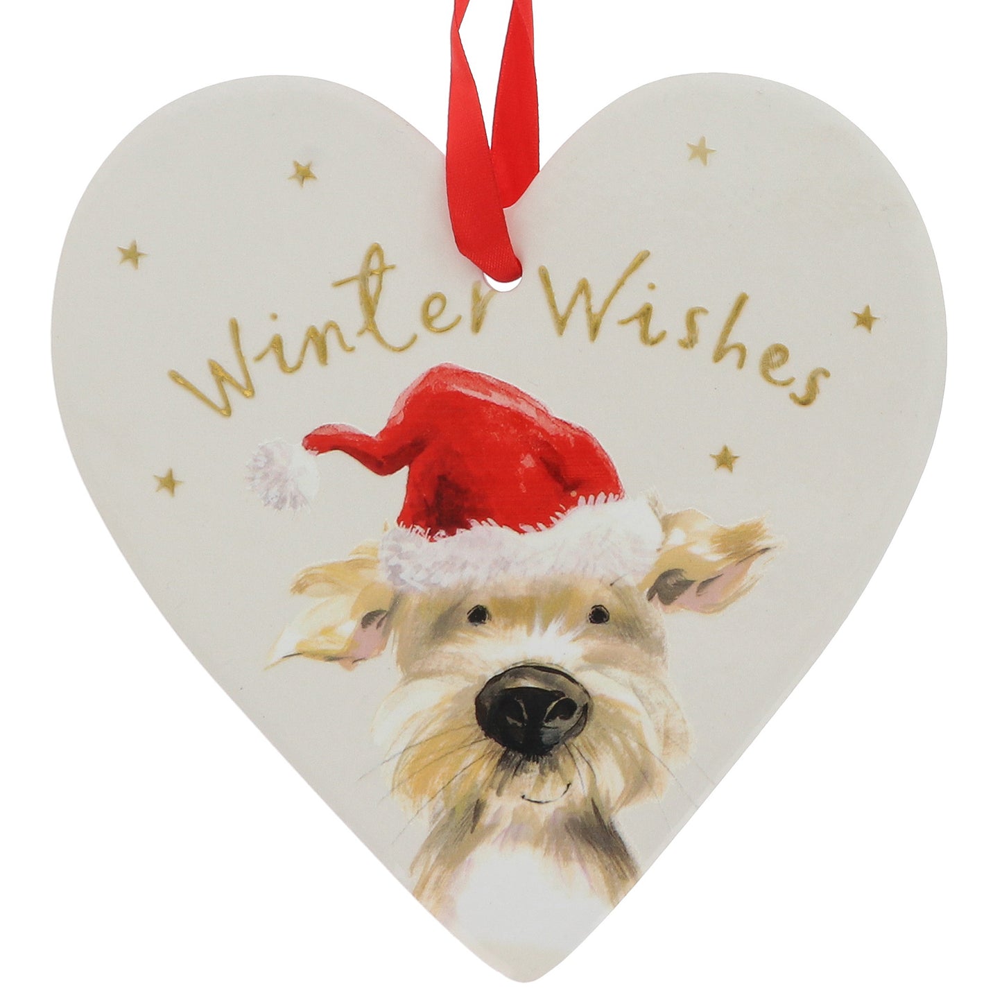 Winter wishes ceramic heart plaque