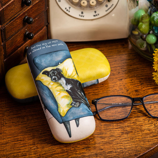 The dog and sofa glasses case