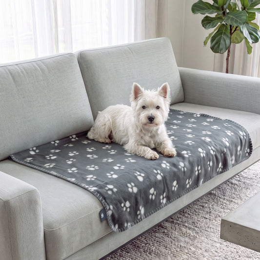 Fleece paw print blanket