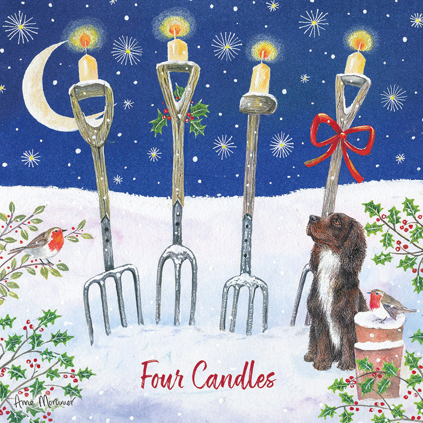 Four candles at Christmas Christmas cards