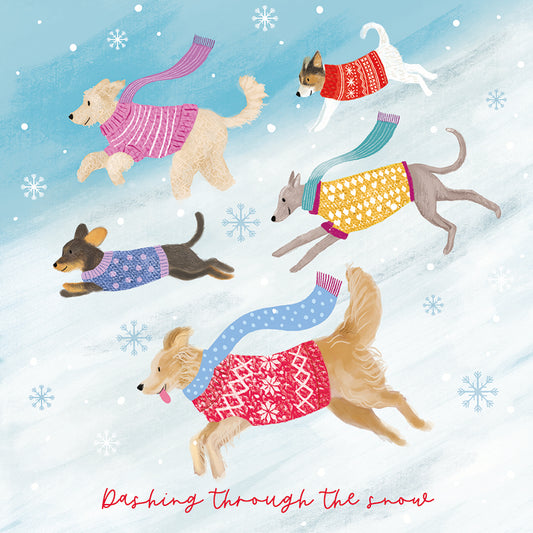 Dashing dogs in the snow Christmas cards
