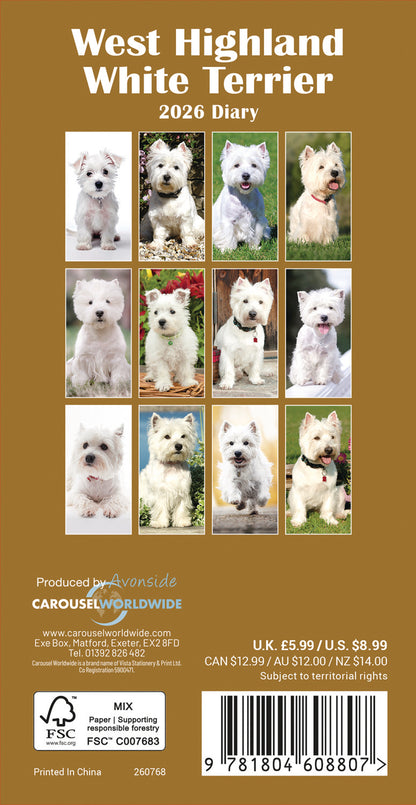 West Highland White Terrier Slim Diary 2026