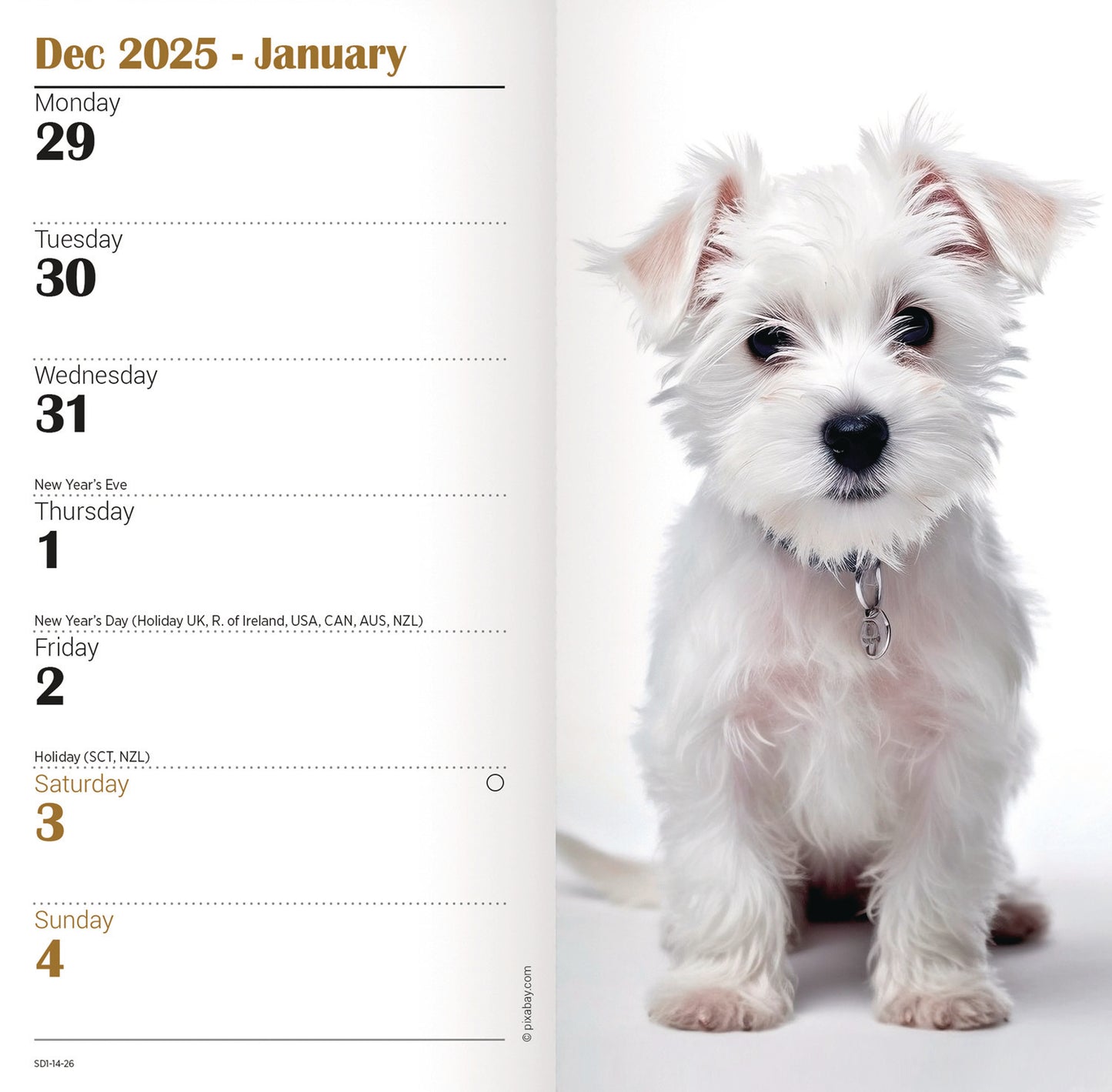 West Highland White Terrier Slim Diary 2026