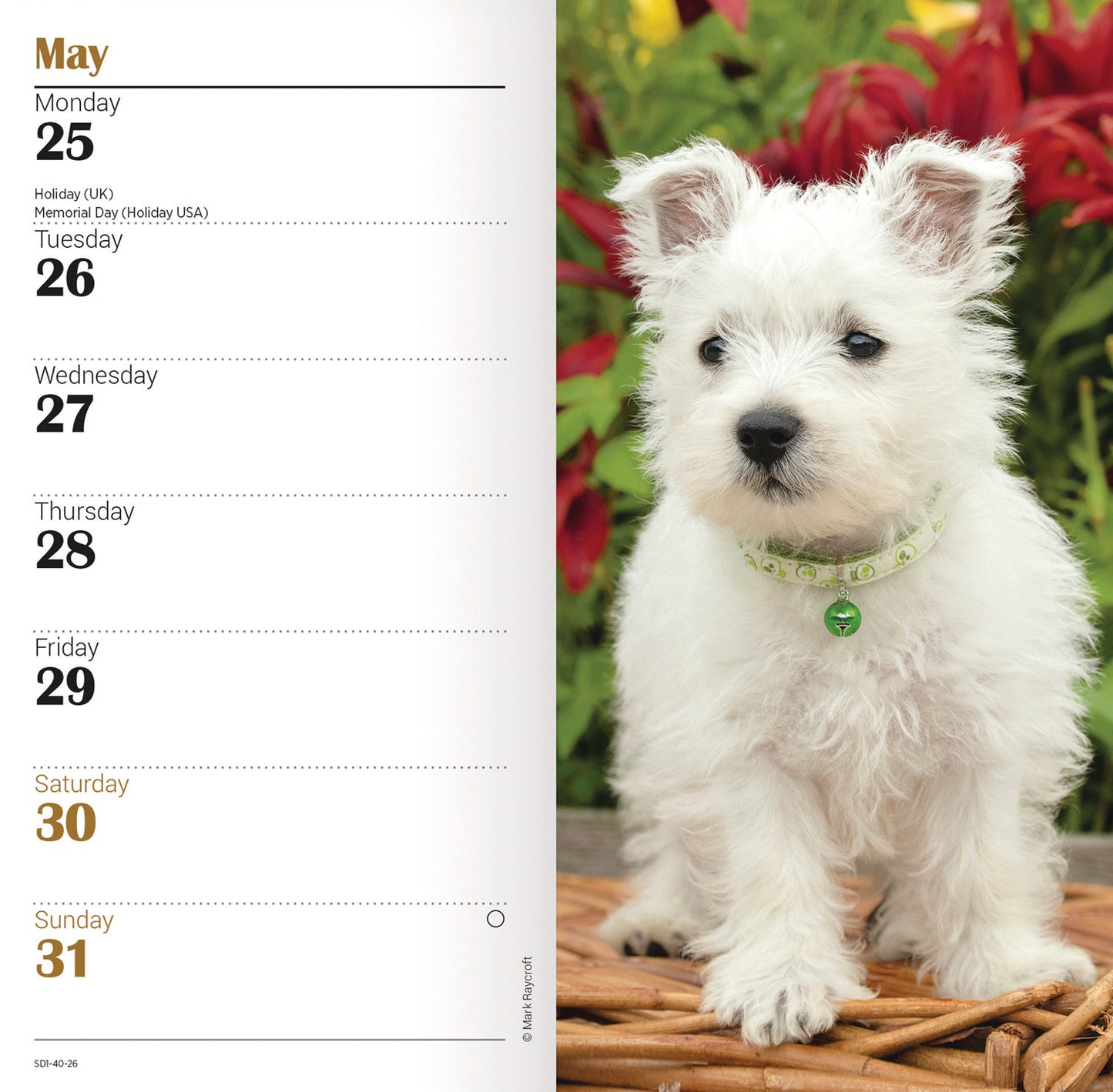 West Highland White Terrier Slim Diary 2026