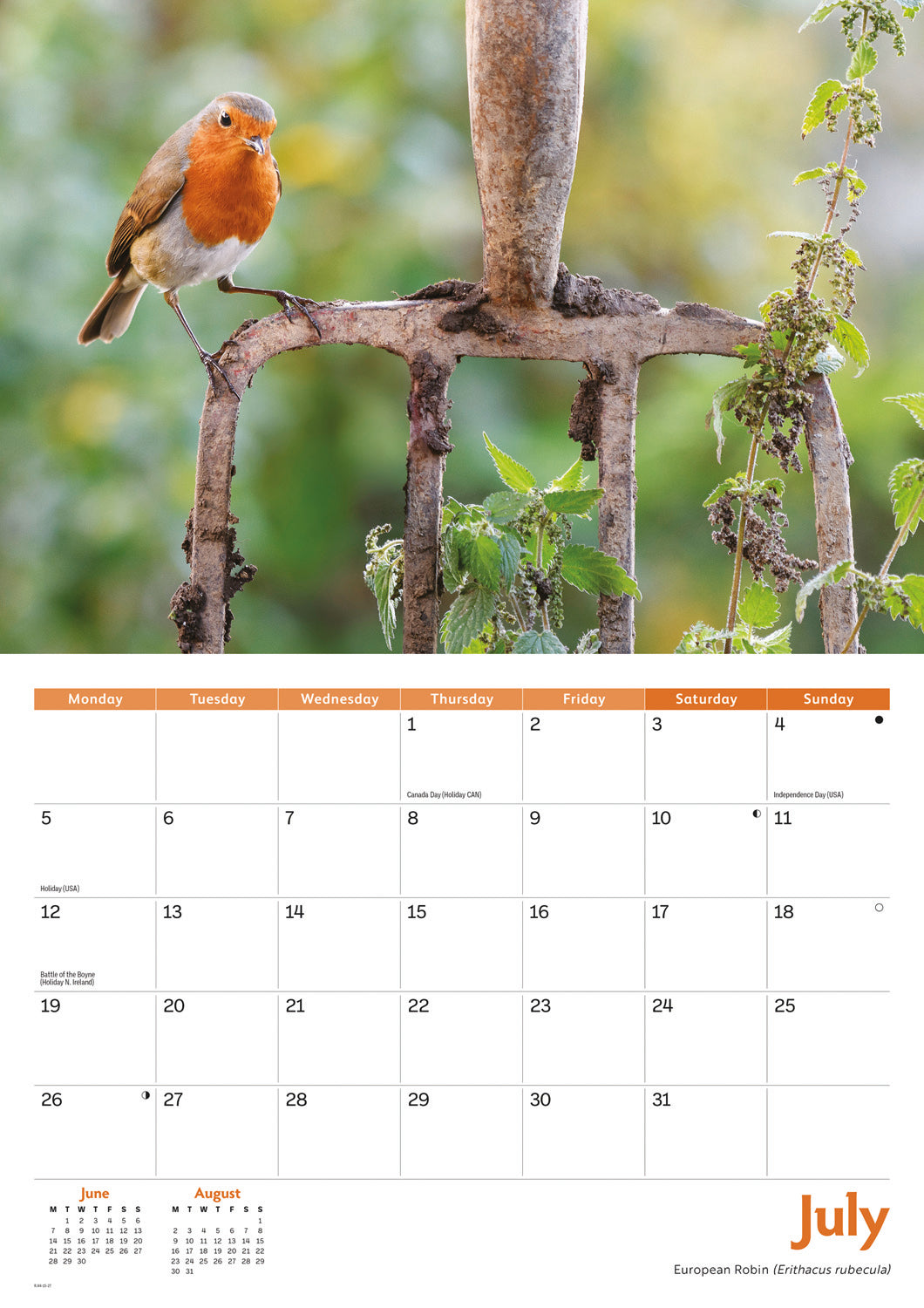 Garden birds A4 calendar 2027