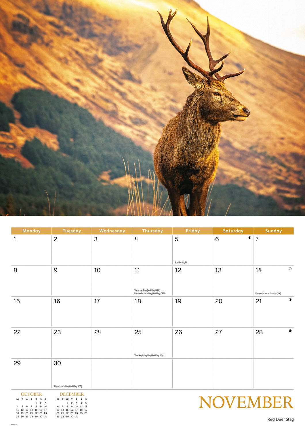 Wildlife of Britain A4 calendar 2027