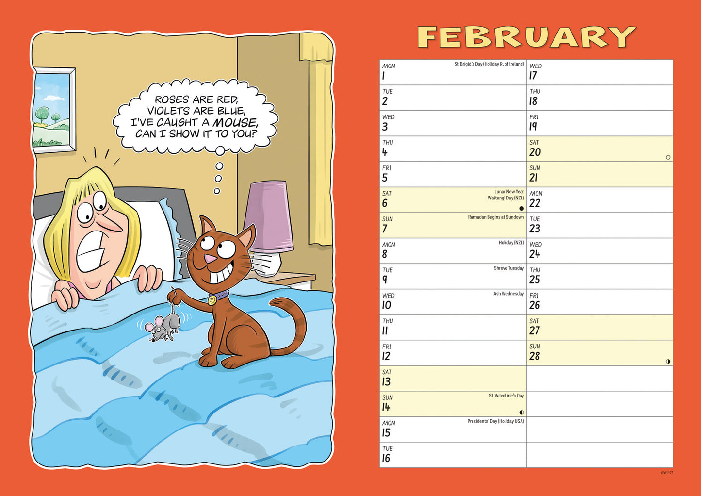 Wacky world of cats A4 calendar 2027