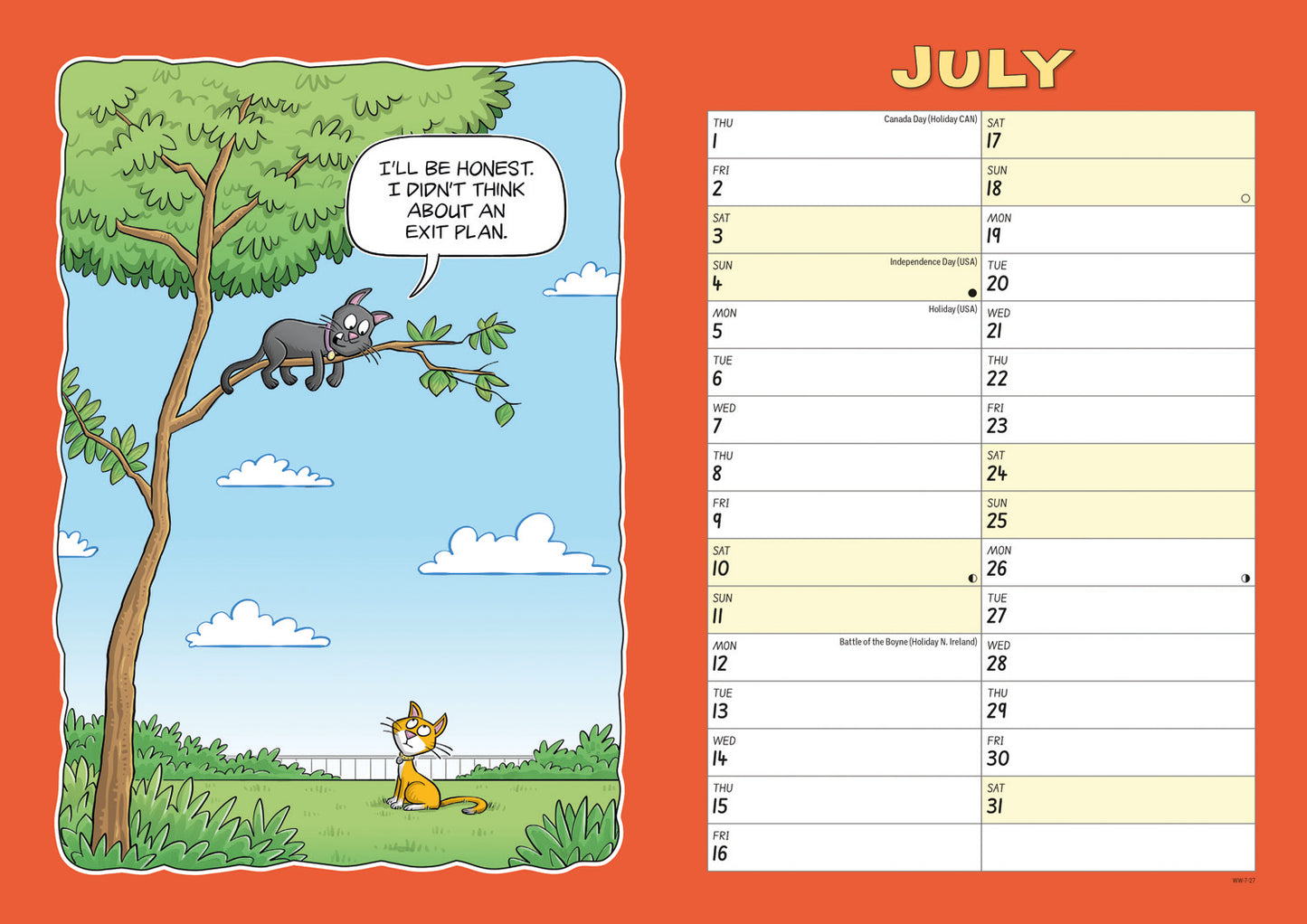 Wacky world of cats A4 calendar 2027
