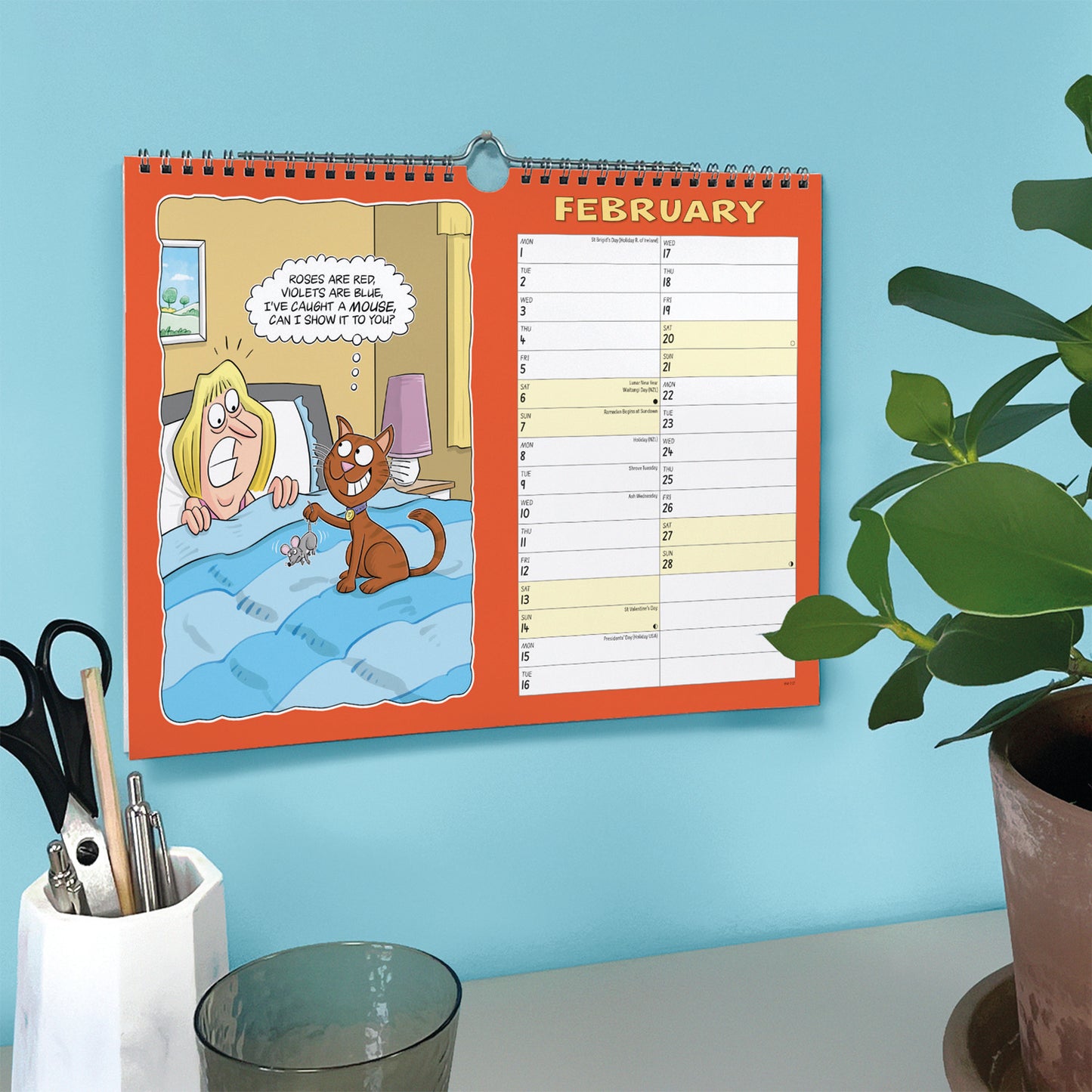 Wacky world of cats A4 calendar 2027