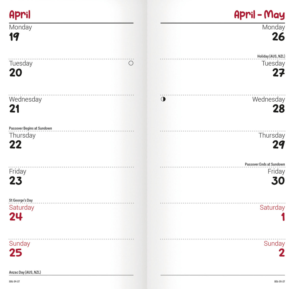 Border Collie slim diary 2027