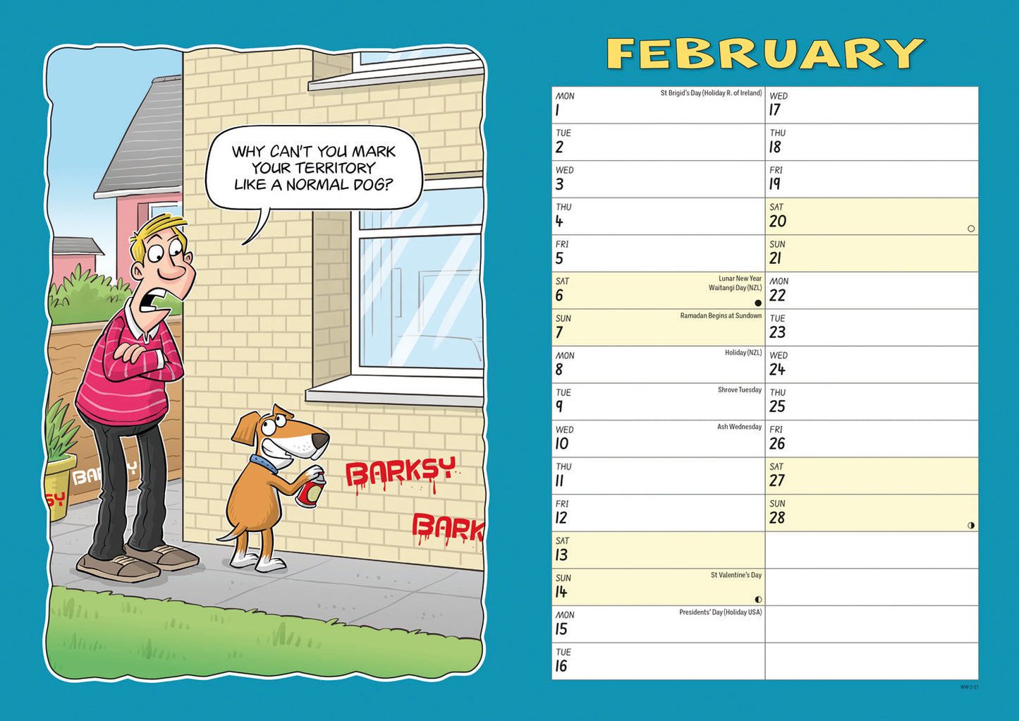 Wacky world of dogs A4 calendar 2027