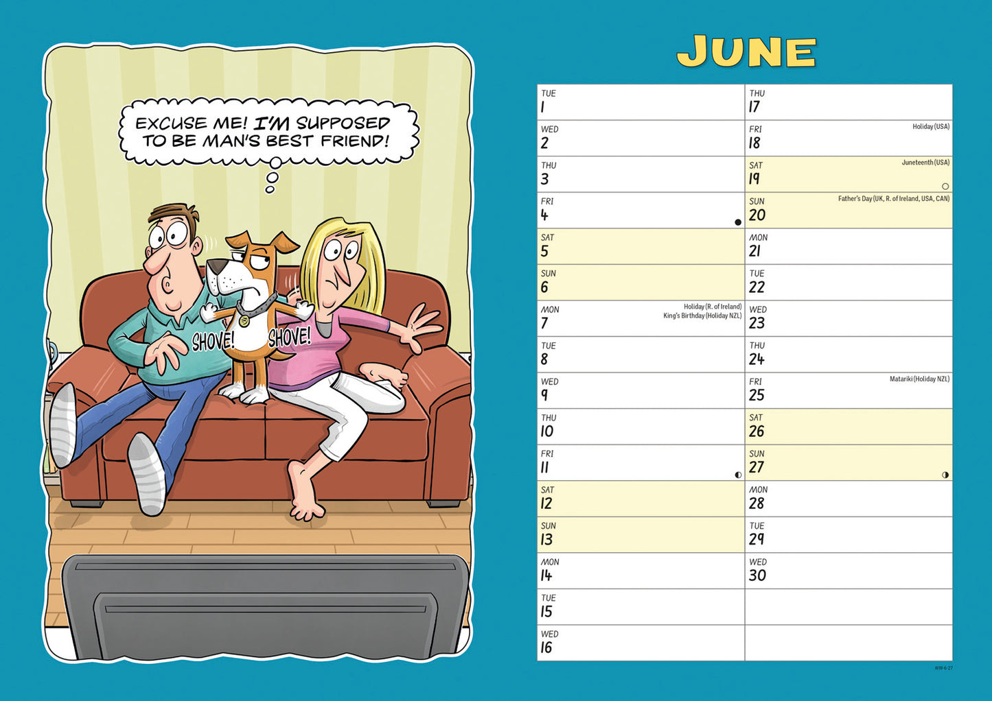 Wacky world of dogs A4 calendar 2027