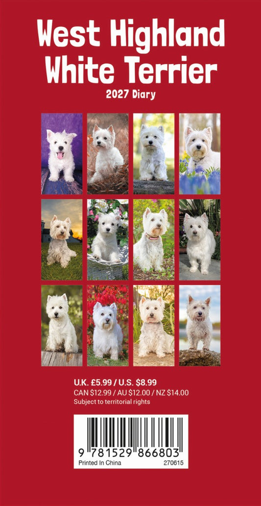 West Highland White Terrier slim diary 2027