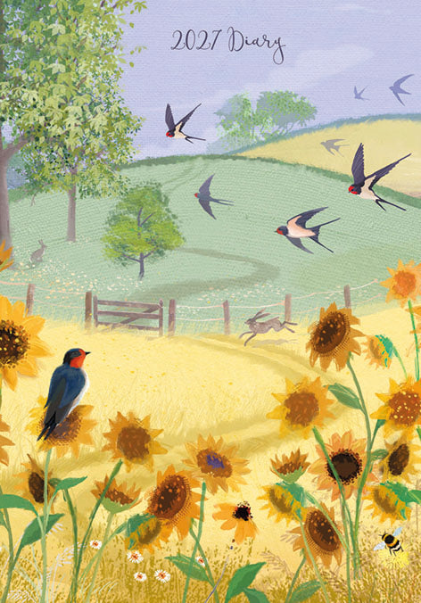 Swallows and sunflowers A5 diary 2027