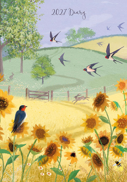 Swallows and sunflowers A5 diary 2027