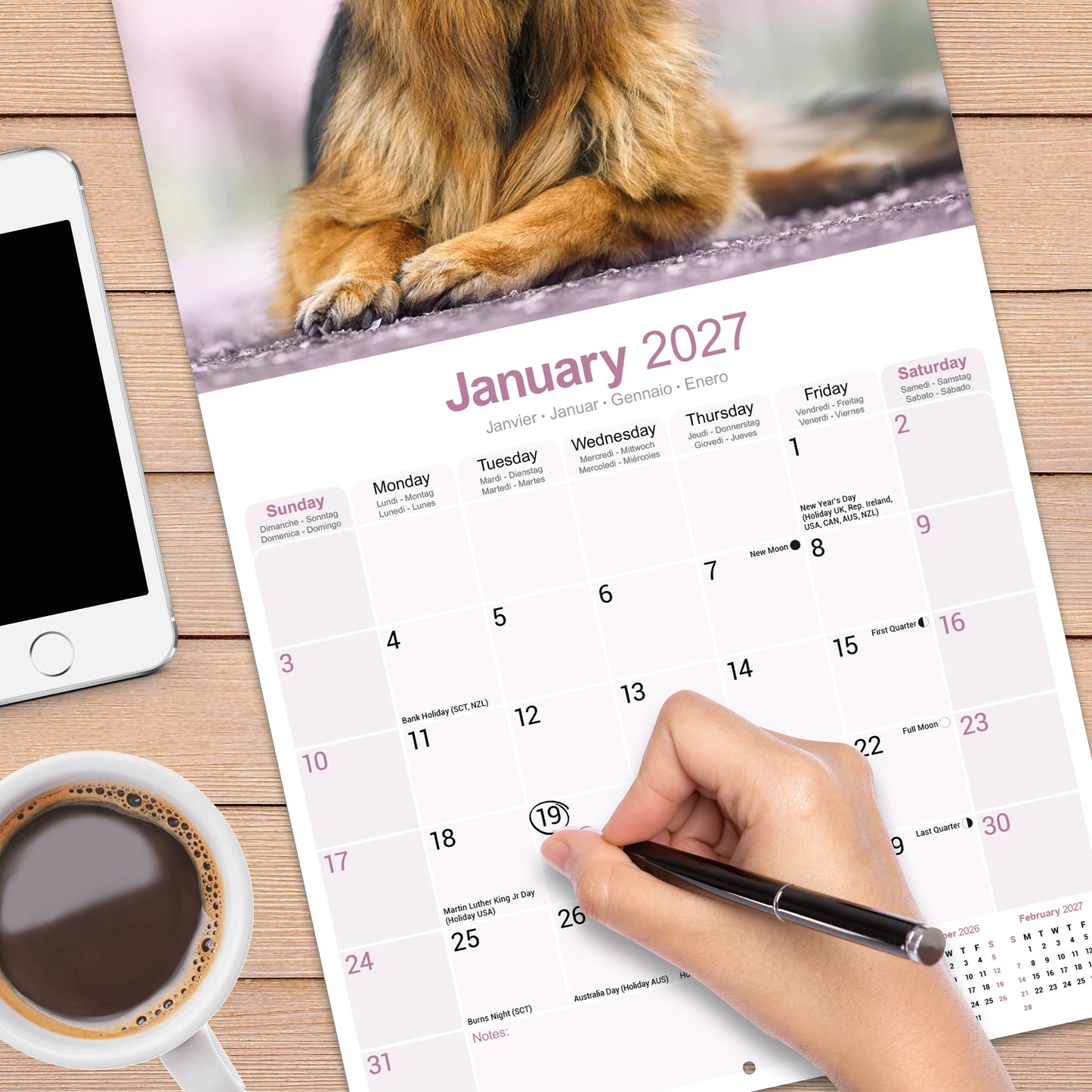 German Shepherd wall calendar 2027