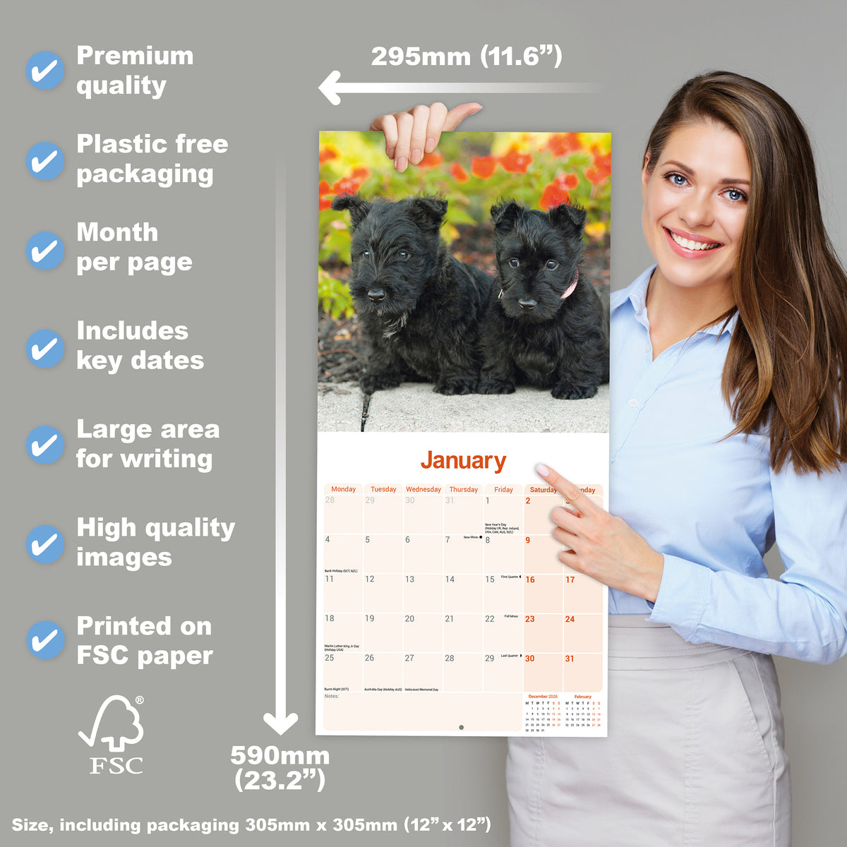 Scottish Terrier wall calendar 2027