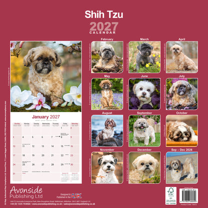 Shih Tzu wall calendar 2027