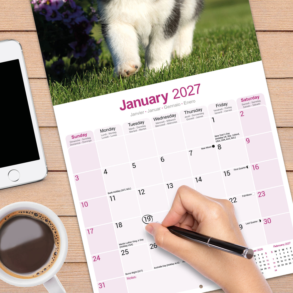Siberian Husky wall calendar 2027