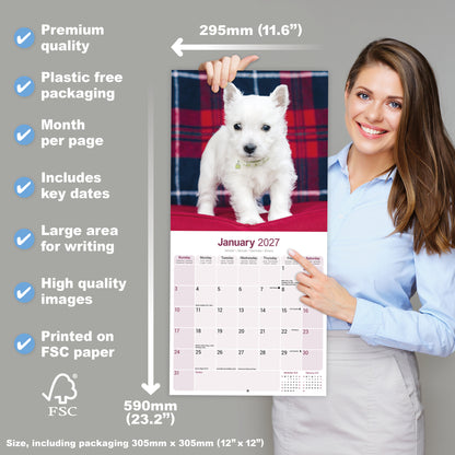 West Highland White Terrier wall calendar 2027