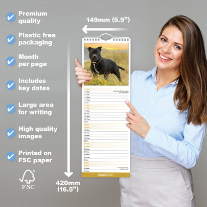 Staffordshire Bull Terrier slim calendar 2027