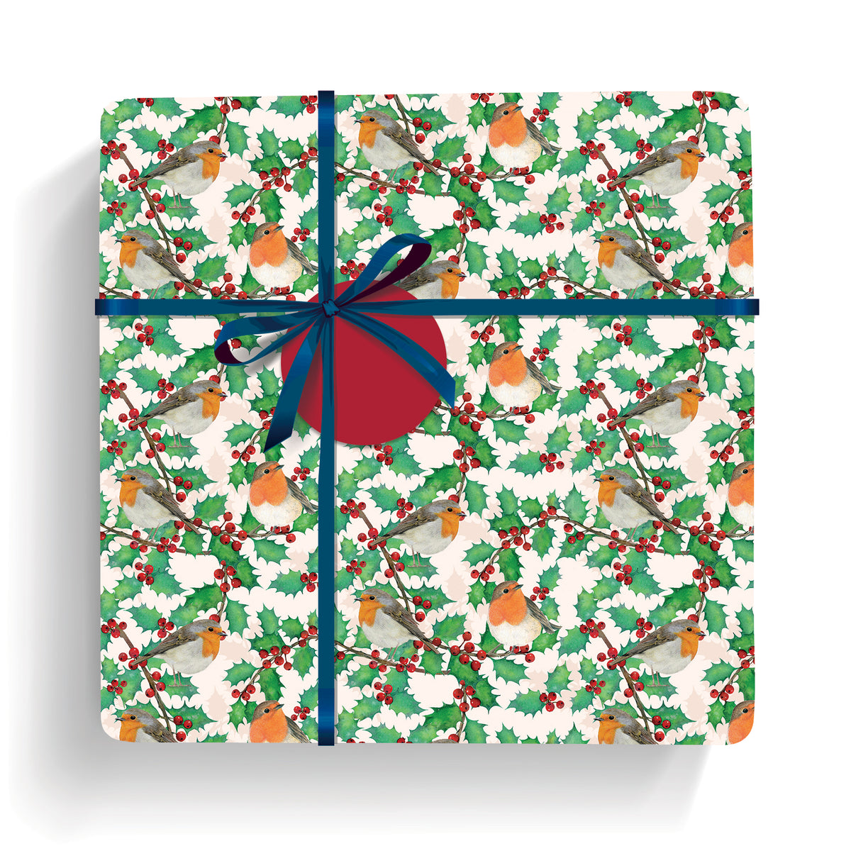 Holly, berries and robins wrap and tags