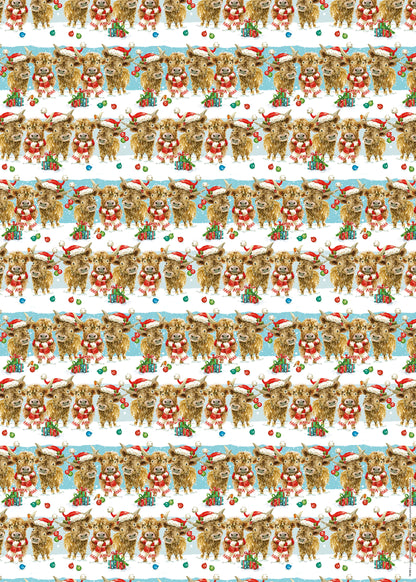 Festive highland friends wrap and tags