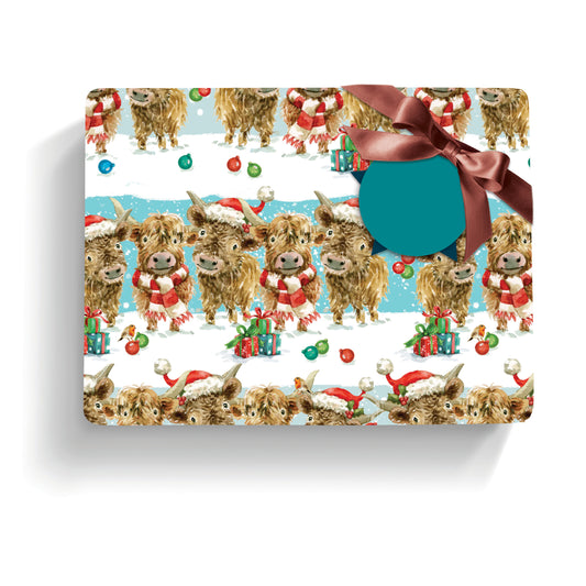 Festive highland friends wrap and tags