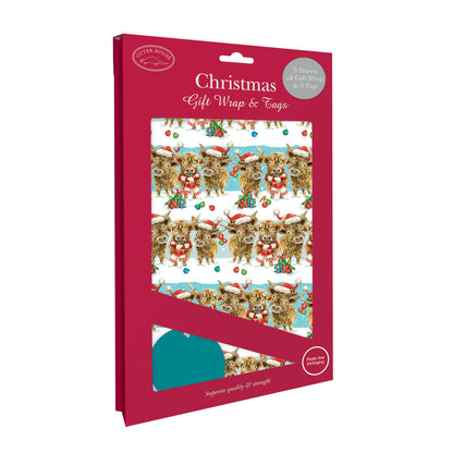 Festive highland friends wrap and tags