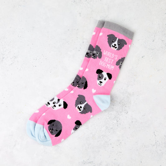 World's best dog mum socks - pink